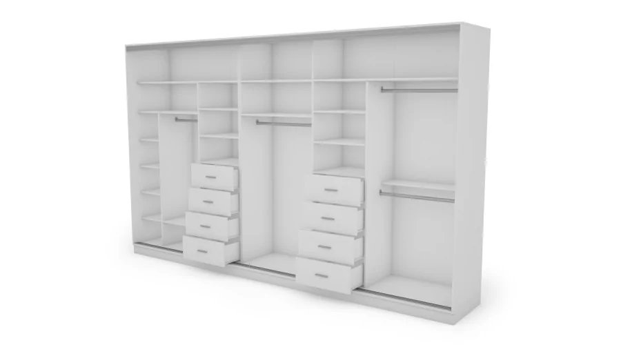 Szafa przesuwna 400x244 cm biel z lustrem - Velaro | eMeblast