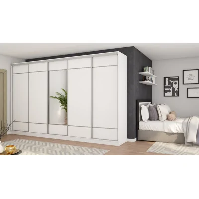 Szafa przesuwna 400x244 cm biel z lustrem - Velaro | eMeblast