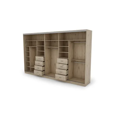 Szafa przesuwna 400x244 cm dąb bordeaux z lustrem - Velaro | eMeblast