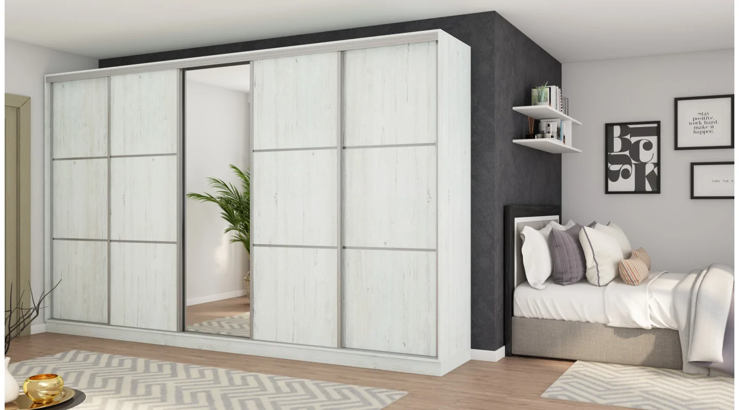 Szafa przesuwna 400x244 cm sosna anderson z lustrem - Velaro | eMeblast