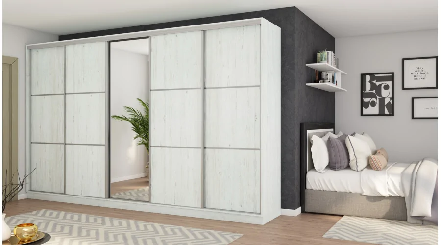 Szafa przesuwna 400x244 cm sosna anderson z lustrem - Velaro | eMeblast