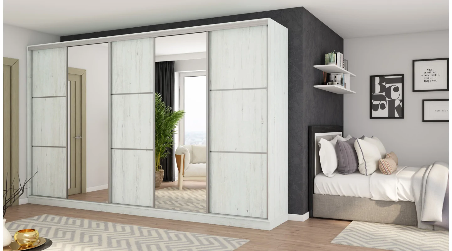 Szafa przesuwna 400x244 cm sosna anderson 2 lustra - Velaro | eMeblast