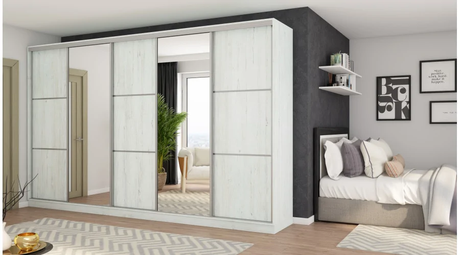 Szafa przesuwna 400x244 cm sosna anderson 2 lustra - Velaro | eMeblast
