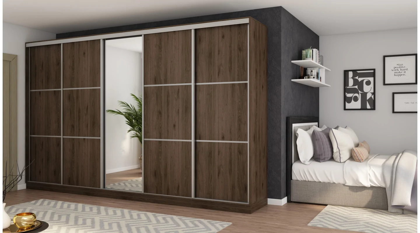 Szafa przesuwna 400x244 cm orzech okapi z lustrem - Velaro | eMeblast