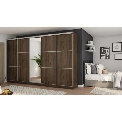 Szafa przesuwna 400x244 cm orzech okapi z lustrem - Velaro | eMeblast