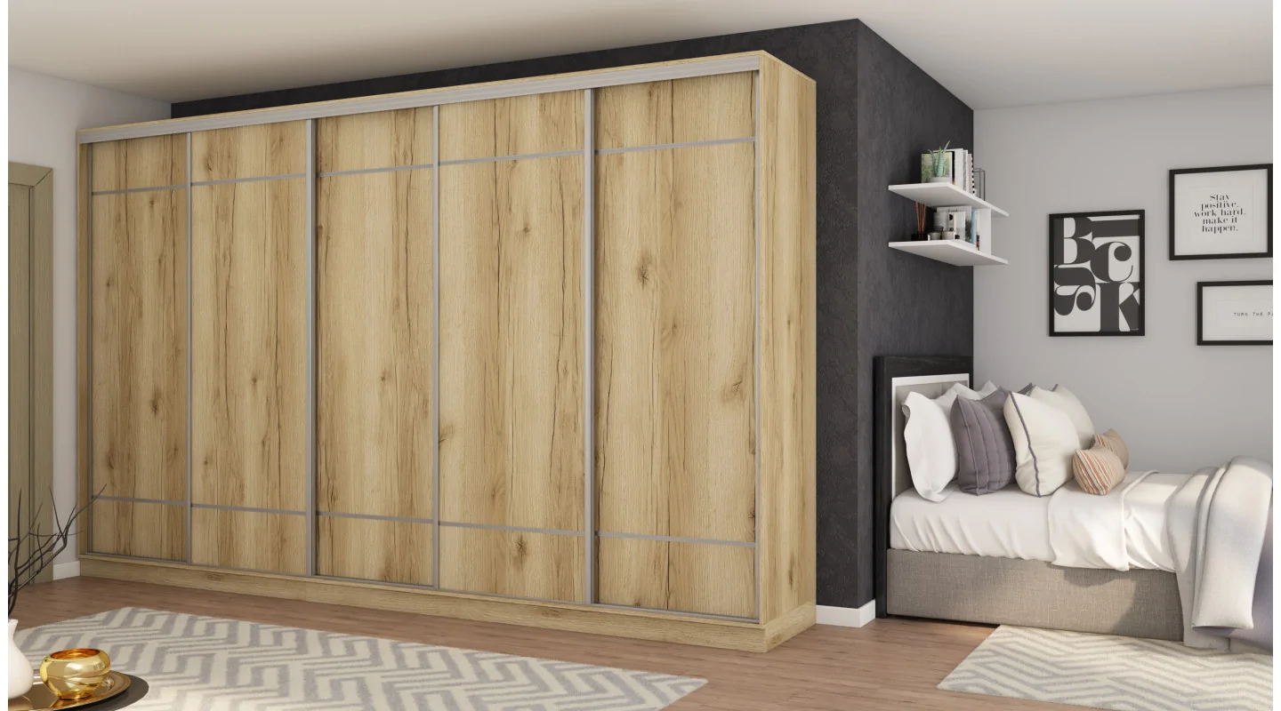 Szafa przesuwna 400x244 cm dąb grand naturalny - Velaro | eMeblast