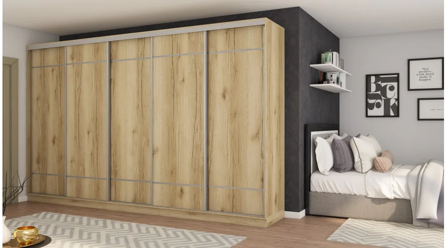Szafa przesuwna 400x244 cm dąb grand naturalny - Velaro | eMeblast