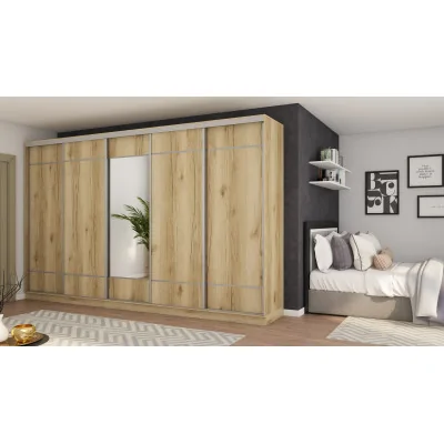 Szafa przesuwna 400x244 cm dąb grand naturalny z lustrem - Velaro | eMeblast