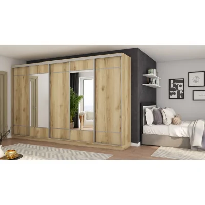 Szafa przesuwna 400x244 cm dąb grand naturalny 2 lustra - Velaro | eMeblast