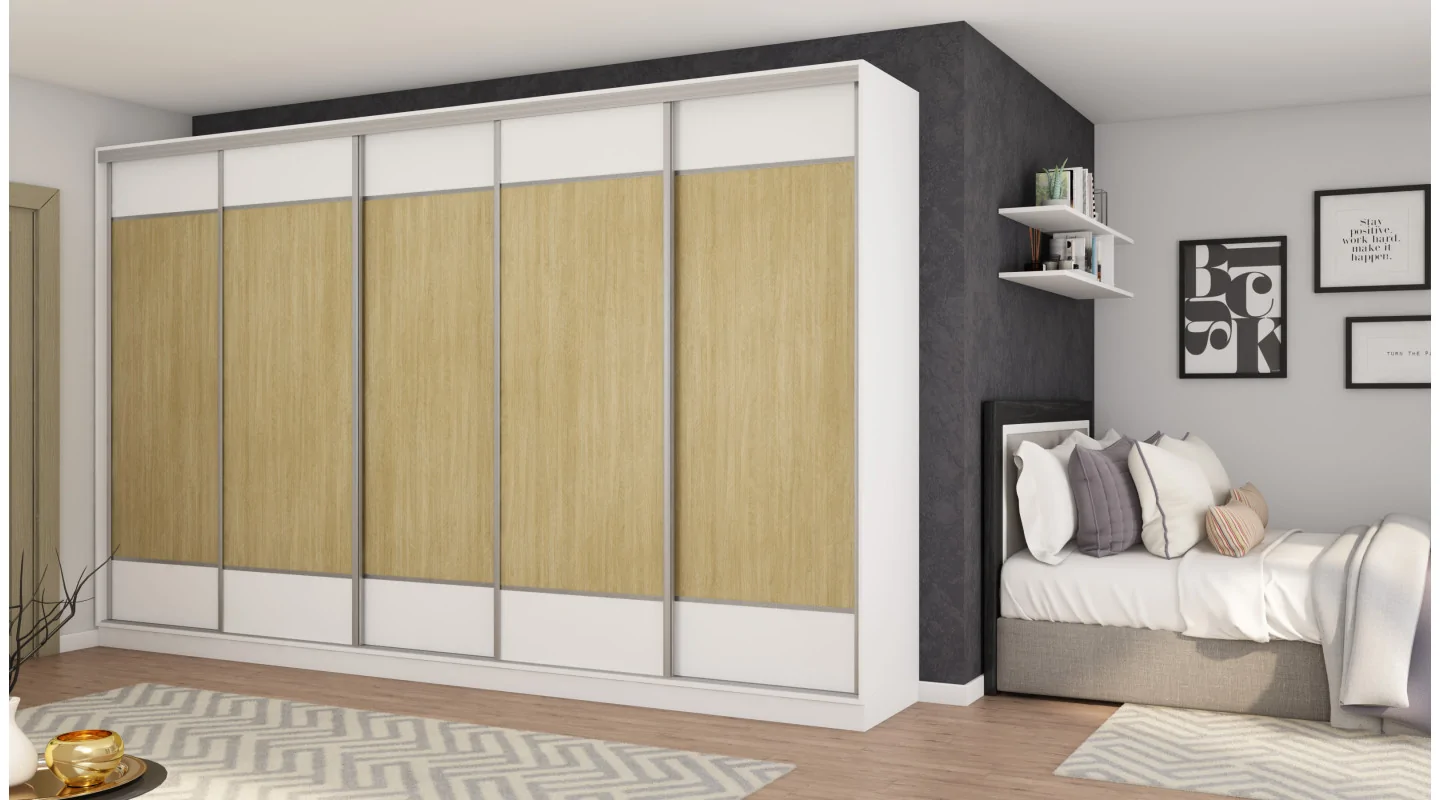Szafa przesuwna 400x244 cm biel /jodełka scandi - Velaro | eMeblast