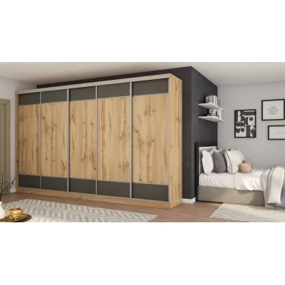 Szafa przesuwna 400x244 cm dąb wotan /grafit - Velaro | eMeblast