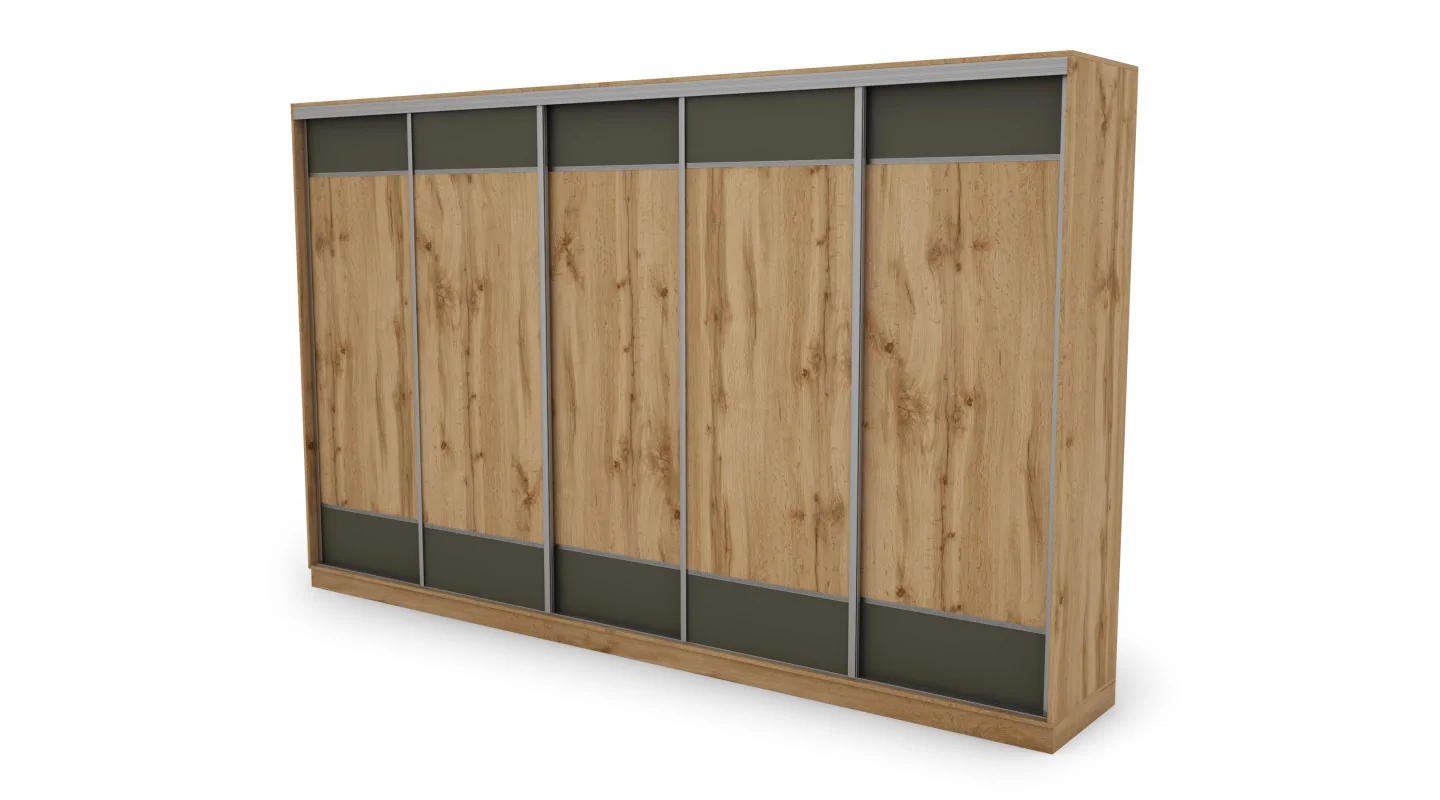 Szafa przesuwna 400x244 cm dąb wotan /grafit - Velaro | eMeblast