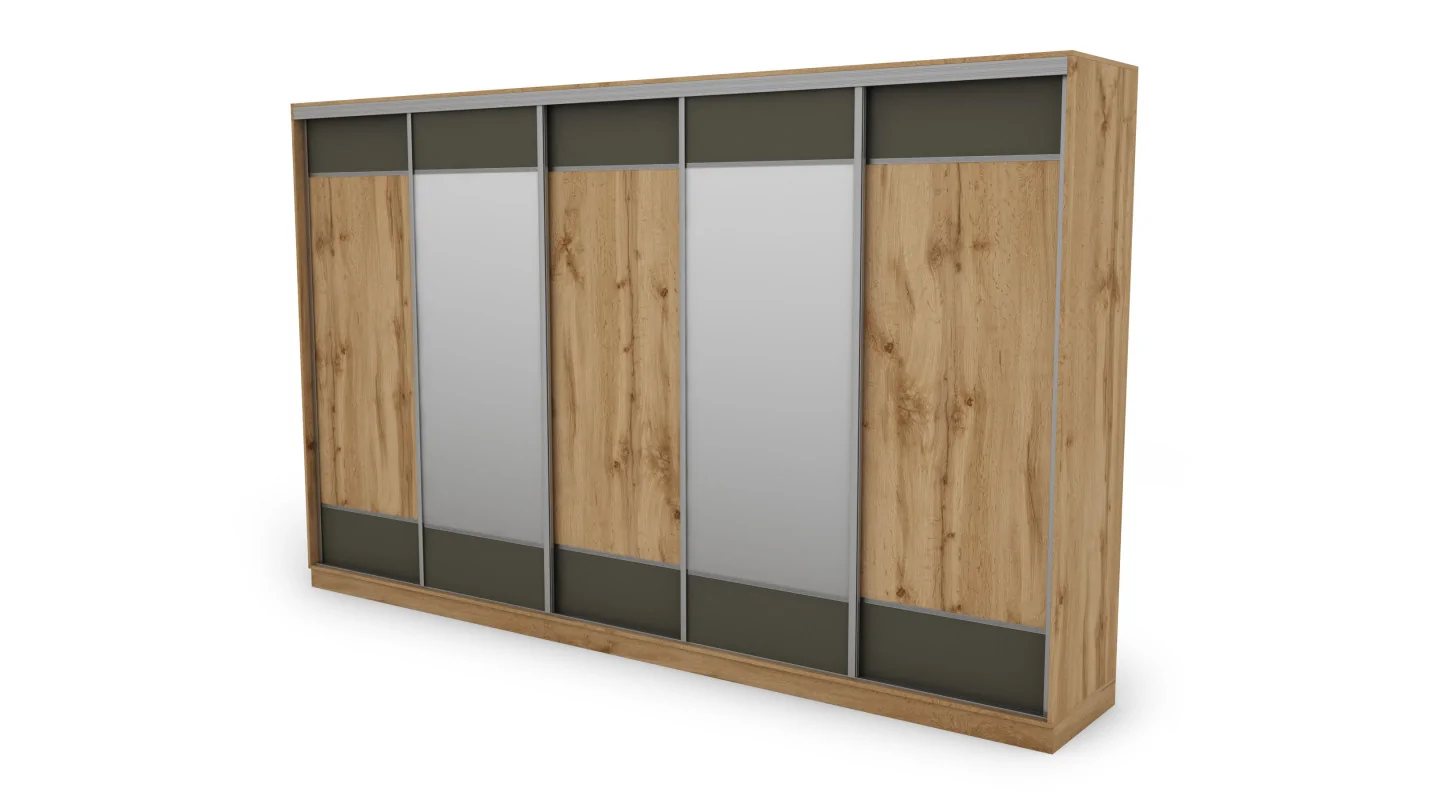 Szafa przesuwna 400x244 cm dąb wotan /grafit 2 lustra - Velaro | eMeblast