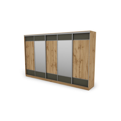 Szafa przesuwna 400x244 cm dąb wotan /grafit 2 lustra - Velaro