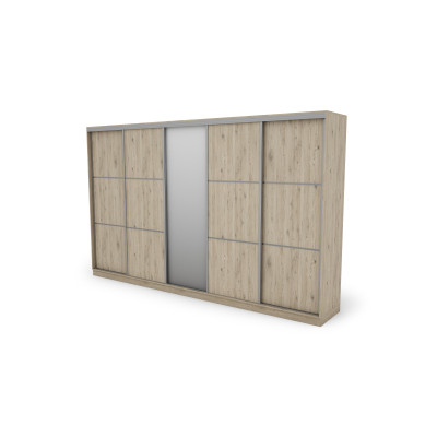 Szafa przesuwna 400x244 cm dąb bordeaux z lustrem - Velaro