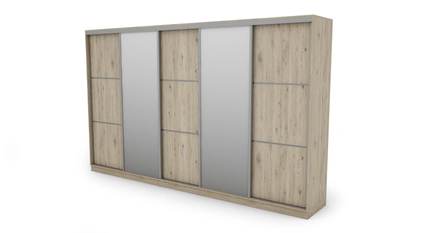 Szafa przesuwna 400x244 cm dąb bordeaux 2 lustra - Velaro | eMeblast