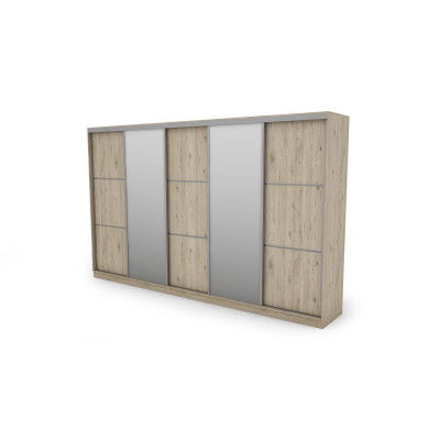 Szafa przesuwna 400x244 cm dąb bordeaux 2 lustra - Velaro