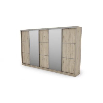 Szafa przesuwna 400x244 cm dąb bordeaux 2 lustra - Velaro | eMeblast
