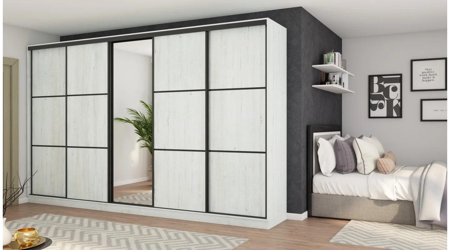 Szafa przesuwna 400x244 cm sosna anderson z lustrem - Velaro | eMeblast