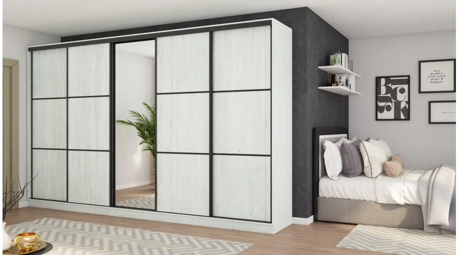 Szafa przesuwna 400x244 cm sosna anderson z lustrem - Velaro | eMeblast