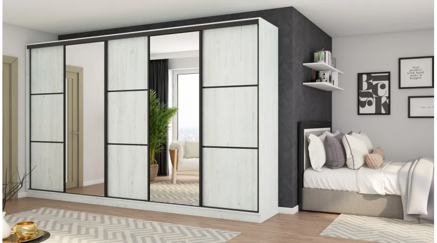 Szafa przesuwna 400x244 cm sosna anderson 2 lustra - Velaro | eMeblast