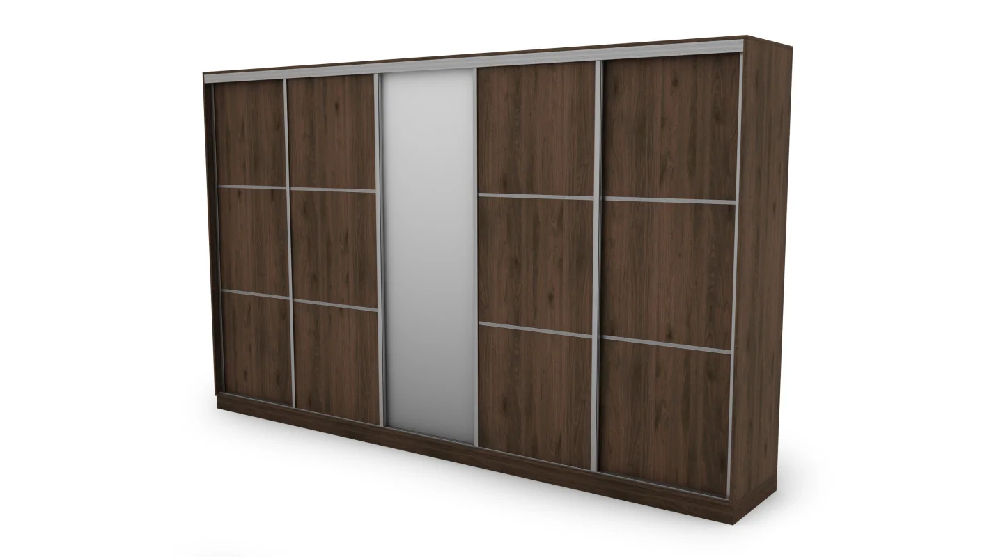Szafa przesuwna 400x244 cm orzech okapi z lustrem - Velaro | eMeblast