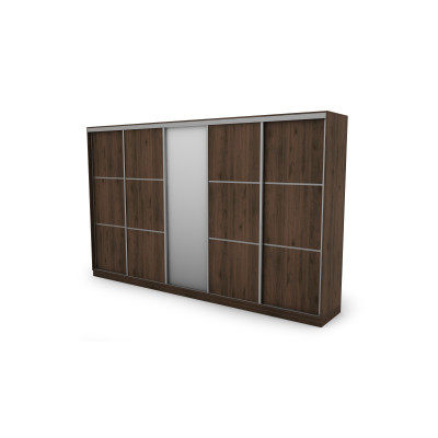 Szafa przesuwna 400x244 cm orzech okapi z lustrem - Velaro