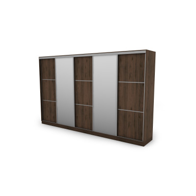 Szafa przesuwna 400x244 cm orzech okapi 2 lustra - Velaro