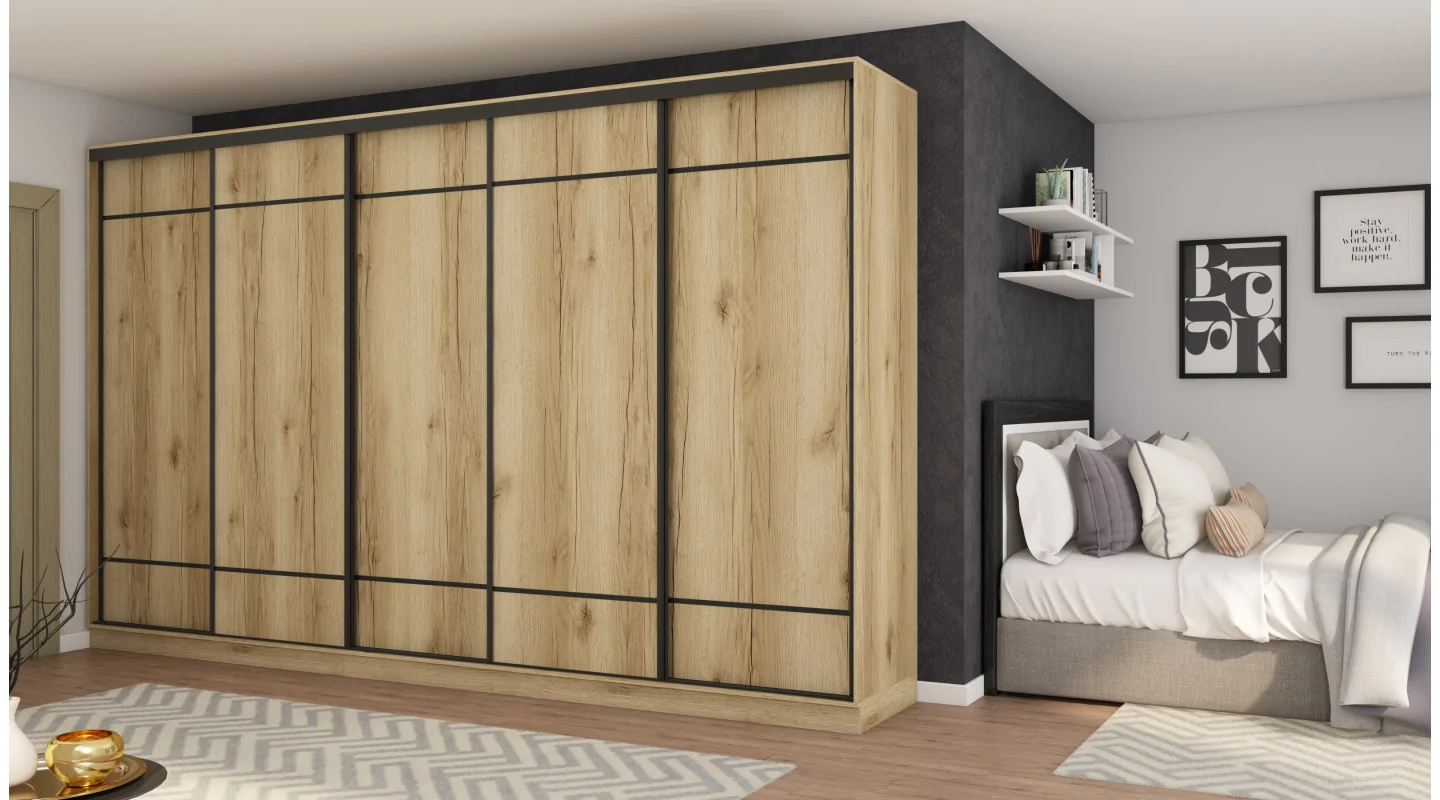 Szafa przesuwna 400x244 cm dąb grand naturalny - Velaro | eMeblast