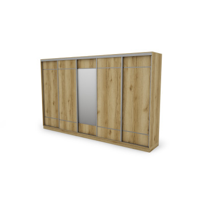 Szafa przesuwna 400x244 cm dąb grand naturalny z lustrem - Velaro