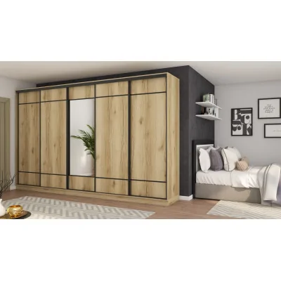 Szafa przesuwna 400x244 cm dąb grand naturalny z lustrem - Velaro | eMeblast