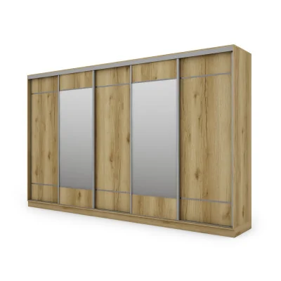 Szafa przesuwna 400x244 cm dąb grand naturalny 2 lustra - Velaro | eMeblast