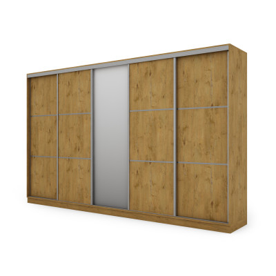 Szafa przesuwna 400x244 cm dąb lancelot z lustrem - Velaro