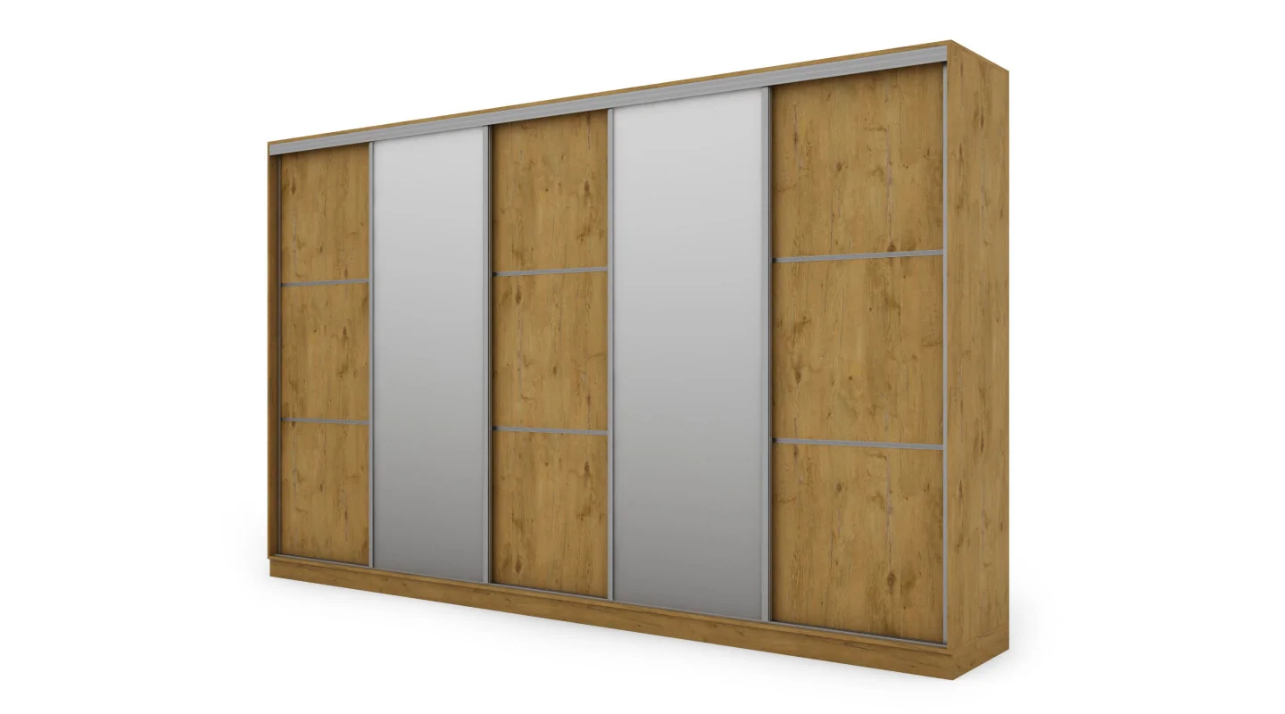 Szafa przesuwna 400x244 cm dąb lancelot 2 lustra - Velaro | eMeblast