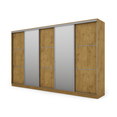 Szafa przesuwna 400x244 cm dąb lancelot 2 lustra - Velaro