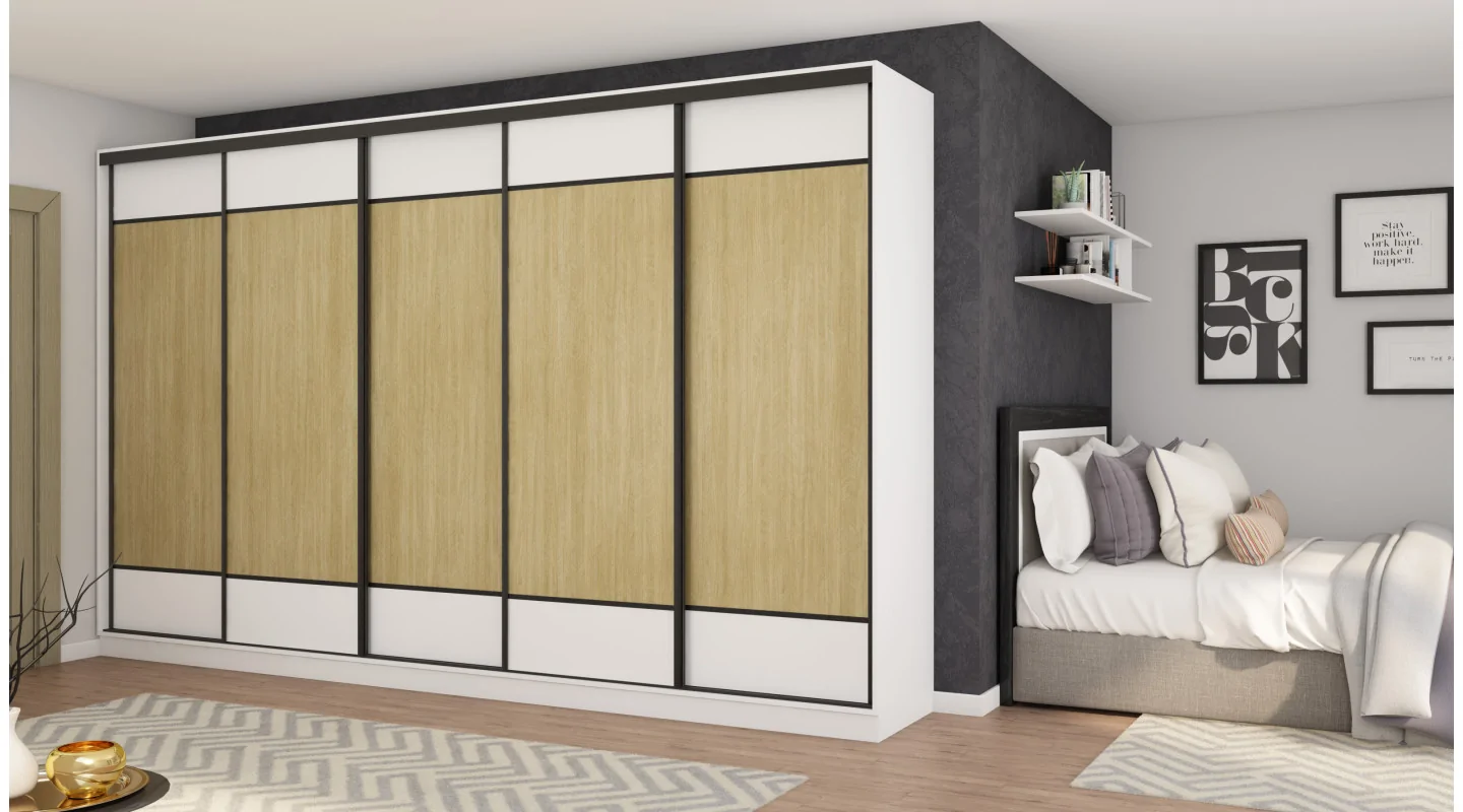 Szafa przesuwna 400x244 cm biel /jodełka scandi - Velaro | eMeblast