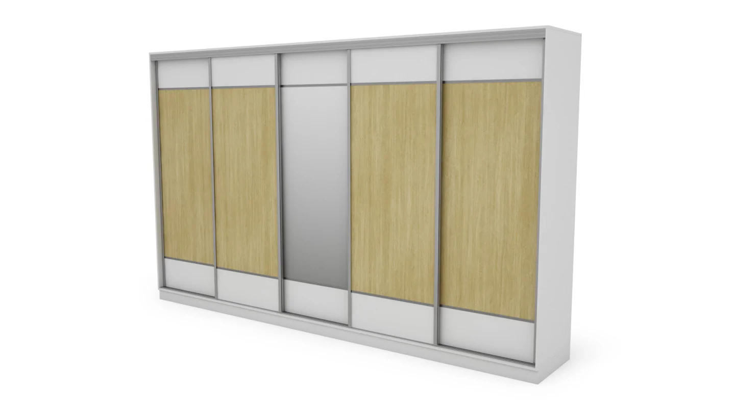Szafa przesuwna 400x244 cm biel /jodełka scandi z lustrem - Velaro | eMeblast