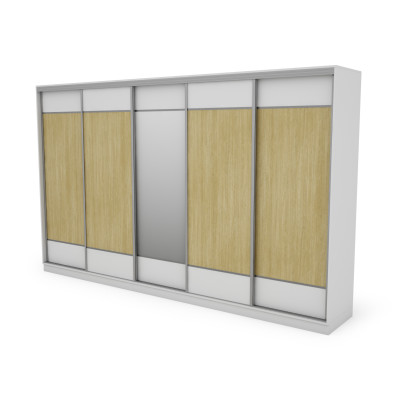 Szafa przesuwna 400x244 cm biel /jodełka scandi z lustrem - Velaro