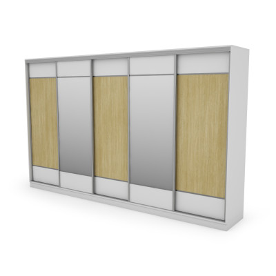 Szafa przesuwna 400x244 cm biel /jodełka scandi 2 lustra - Velaro
