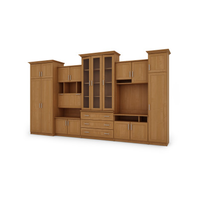 copy of Meuble mural avec armoires spacieuses et vitrine RTV, hauteur 207cm - ALEN