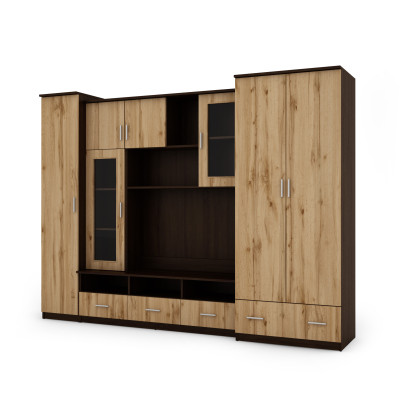 copy of Wall Unit with Wardrobes, Cabinets, Display Case, TV Stand, 200cm High - BOSMAN