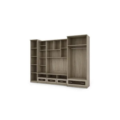 Meblościanka pokojowa z dużą szafą i słupkiem 270×200 cm Sonoma Jasna / Orzech Okapi – BOSMAN Meblościanka pokojowa z dużą szafą i słupkiem 270×200 cm Sonoma Jasna / Orzech Okapi – BOSMAN