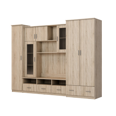 copy of Wall Unit with Wardrobes, Cabinets, Display Case, TV Stand, 200cm High - BOSMAN