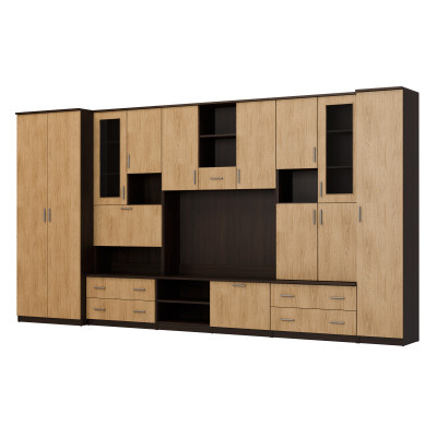 copy of Spacious Wall Unit, Width 400 cm, Wardrobes, Cabinets, RTV, Shelves, Bar - CYKLON