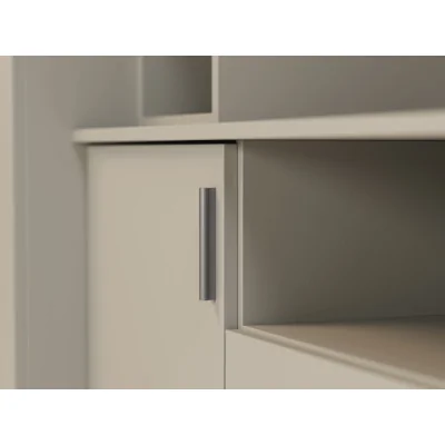 Elegancka meblościanka z szafami i półką RTV 380×240 cm Kaszmirowy Beż – DAKO