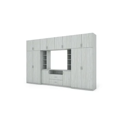 Elegancka meblościanka z szafami i półką RTV 380×240 cm Sosna Anderson – DAKO