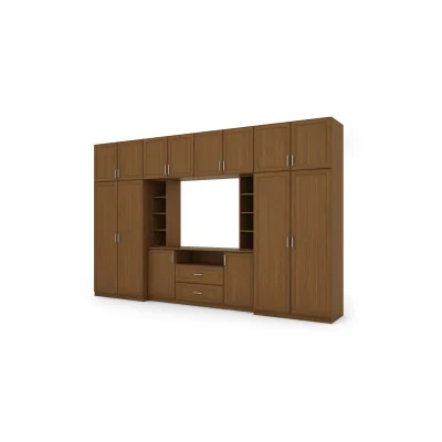 Elegancka meblościanka z szafami, szafki, półka RTV, szerokość 380 cm - DAKO Wiśnia Porto