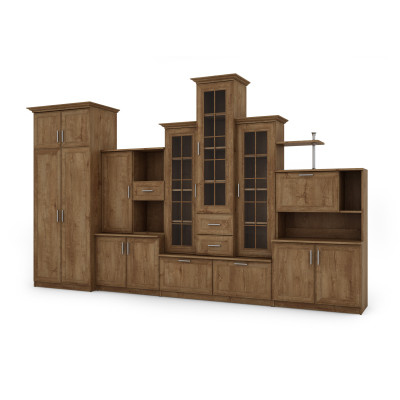 copy of Wall unit with triple display case, bar, linen cabinet, drawers, large wardrobe - HADES + wardrobe