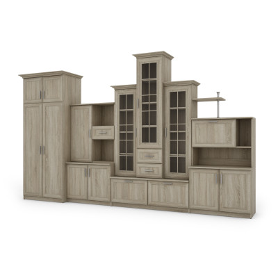 copy of Wall unit with triple display case, bar, linen cabinet, drawers, large wardrobe - HADES + wardrobe