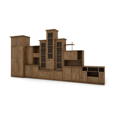 copy of Wall unit with triple display case, bar, linen cabinet, drawers, large wardrobe, RTV cabinet - HADES + wardrobe + RTV